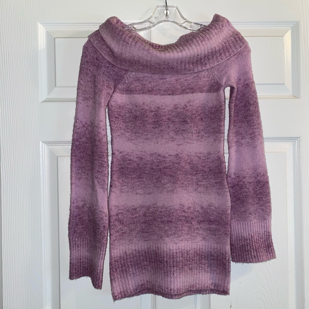 Bebe Cowl Neck Purple Sweater